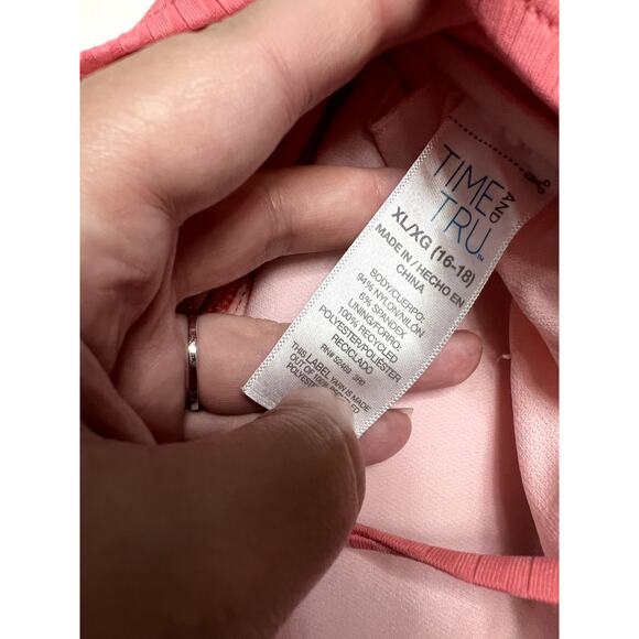 Time and Tru Peach Cut Out Tankini Adjustable Strap Size XL Swimsuit Womens - Picture 6 of 6